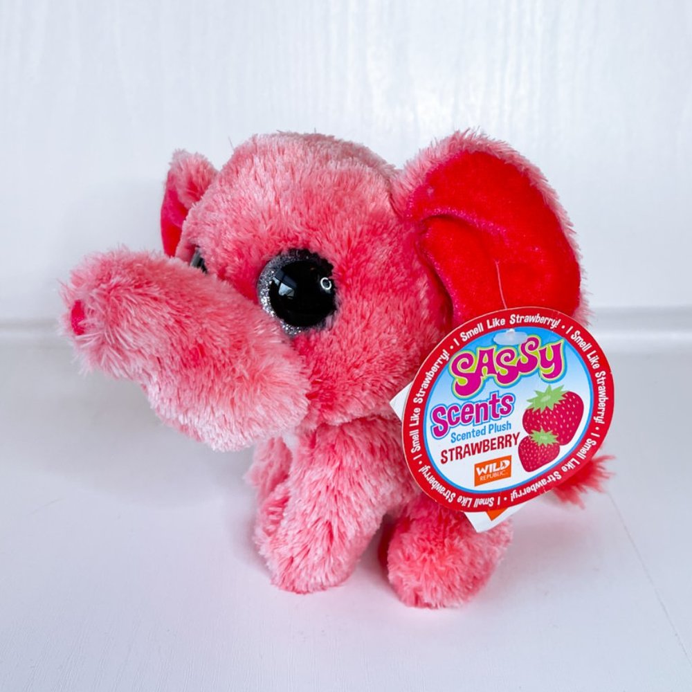 Wild Republic Sassy Scents Strawberry Cute Pink Elephant Small Plush NWT
